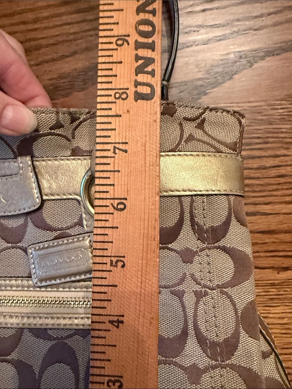 Coach bratz Y2K Tan Signature Jacquard Shoulder Bag with Gold Trim